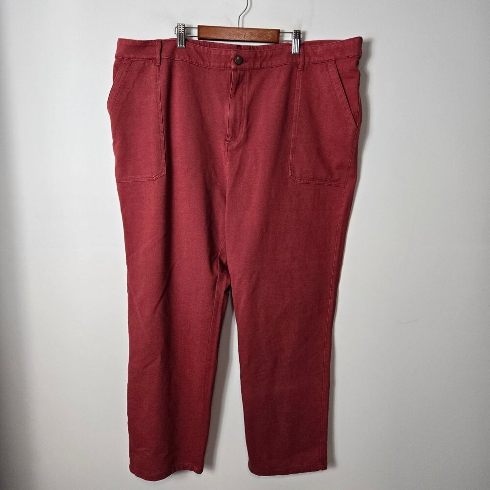 LOGO by Lori Goldstein Size 2X Boyfriend Jean Fired Brick Ankle Pants Stretchy